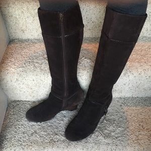 Ann Taylor LOFT Brown Suede Leather Wedge Boots